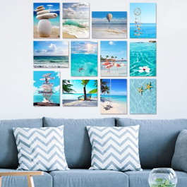 Wallity Set de 12 Cuadros Decorativos MDF Multicolor